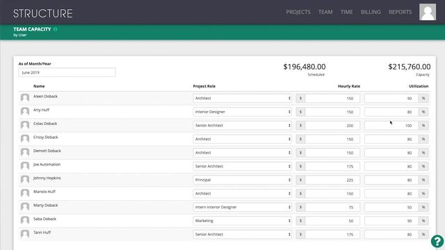 Structure Team Capacity Page Walk-through