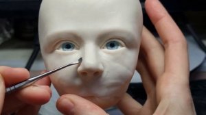 процесс лепки авторской куклы лицо МК "Мия"