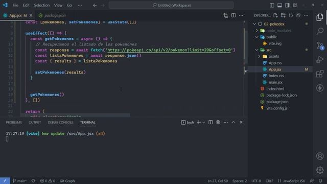 44. Pokédex: Mostrando pokemones | fetch | React en español смотреть онлайн