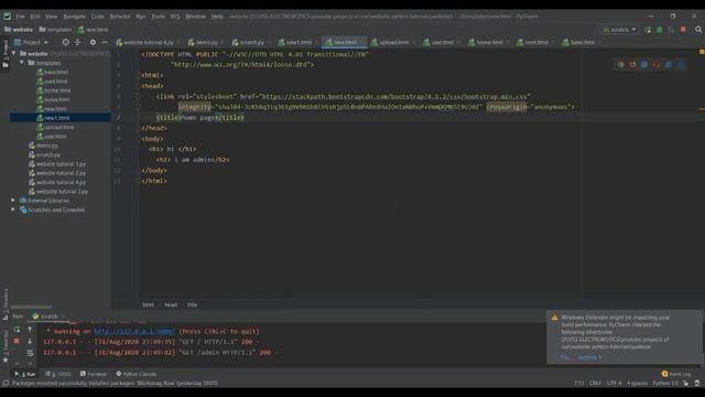 how to add bootstrap to a website and add arguments in website using PYTHON-part 1(english) смотреть онлайн