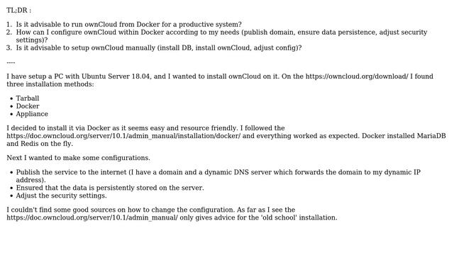 ownCloud Server with Docker - configuration смотреть онлайн
