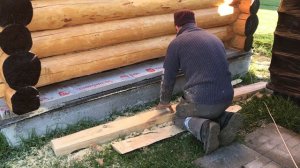 Заделка пространства первого венца (подкатные).