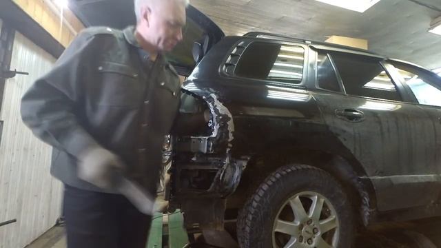 Hyundai Santa Fe ремонт крыла смотреть онлайн