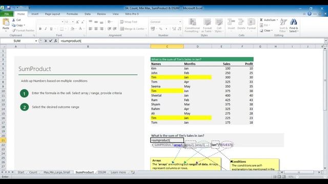 Excel Training: 04. Count, Min Max, Sumproduct & DSUM - Learn Important Excel Functions смотреть онлайн