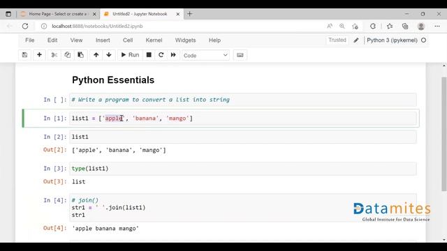 Convert a list to string with Join Function in Python - Python Essentials смотреть онлайн