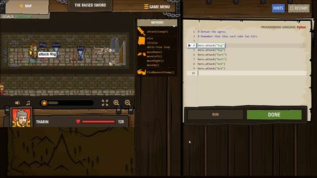 CODE COMBAT PYTHON THE RAISED SWORD PRACTICE LEVEL COMPLETED BASIC SYNTAX ARGUMENTS STRINGS смотреть онлайн
