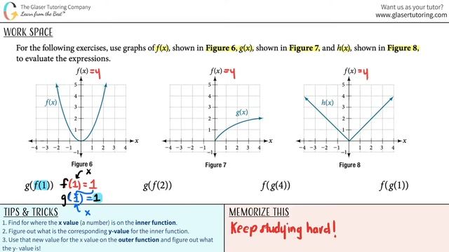 Using the Graphs of f(x), g(x), and h(x) to Evaluate the Expressions: g(f(1)) and g(f(2)) смотреть онлайн