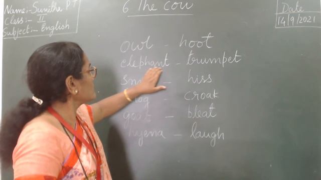 Sunita P T ( Class: II  Sub: English ) 14/09/2021