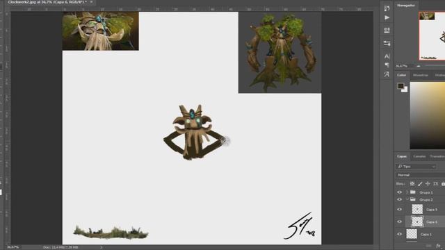 Treant Protector - Ilustración en Photoshop (Dota 2) смотреть онлайн