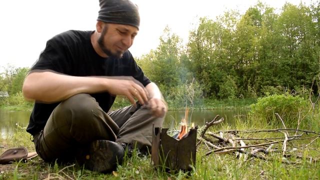 Походная печка - щепочница "Экспедиция". Обзор походной компактной дровяной горелки. Тест драйв смотреть онлайн