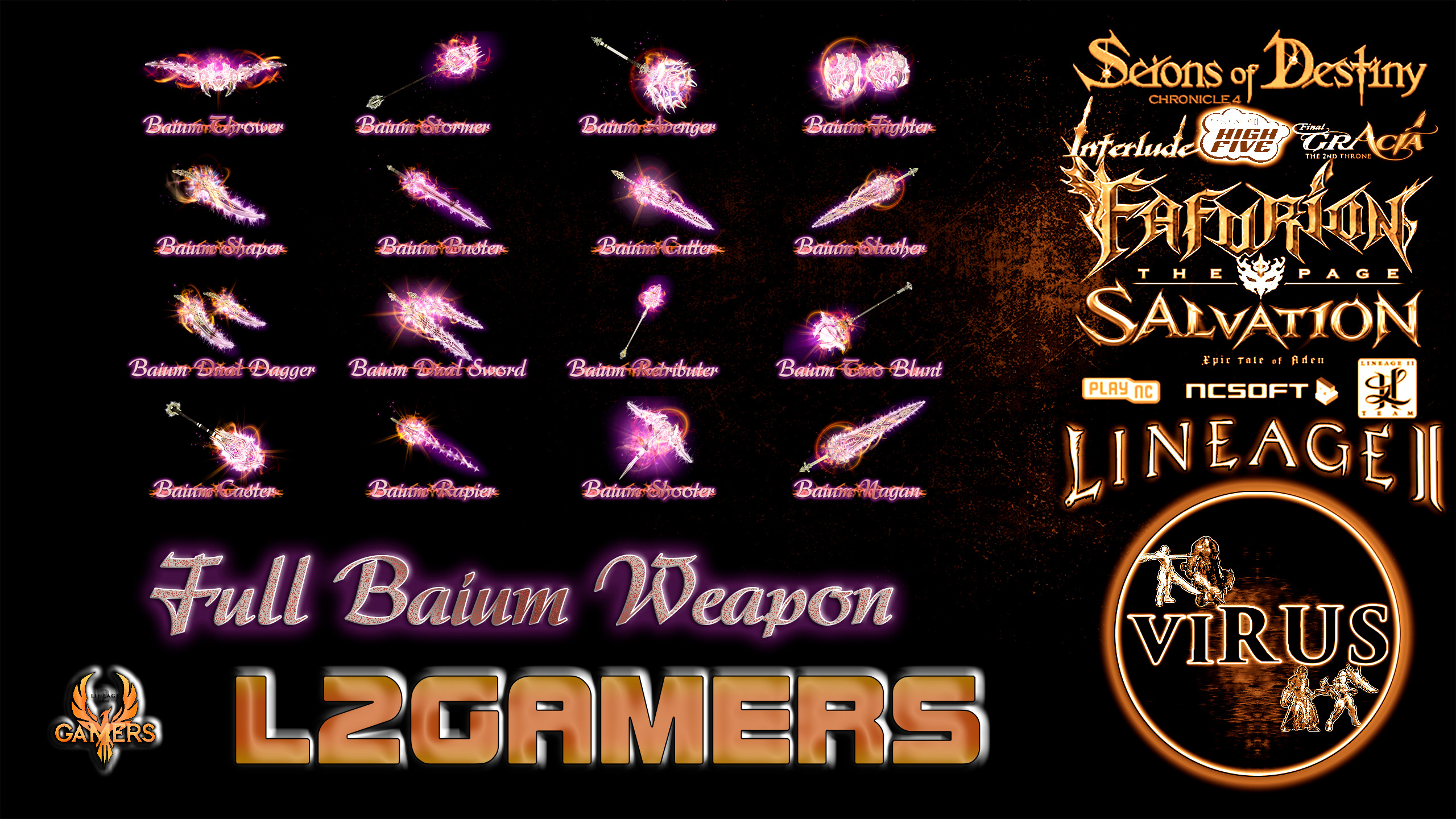 Full Set Of Baium Weapons For The Www.L2Gamers.Cl Server. LINEAGE II-Interude ◄√i®uS►