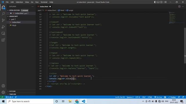 The Modern JavaScript Tutorial | Part 17 | String Function in JavaScript | Tech Quick Learner смотреть онлайн