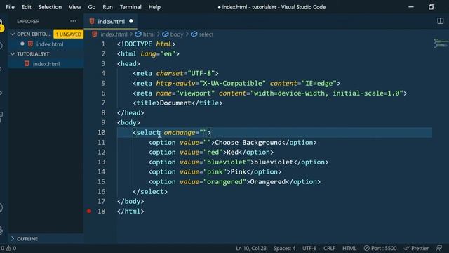 How to Change Background Color Using Onchange listener Javascript | Js projects for begineers смотреть онлайн