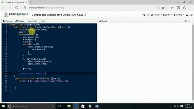 Implementing Selection Sort algorithm using java смотреть онлайн