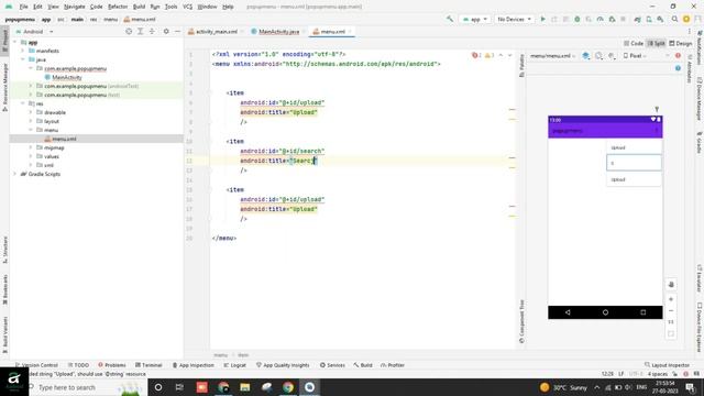 Popup Manu in Android Studio || Android Alians || #java #android #androidstudio смотреть онлайн