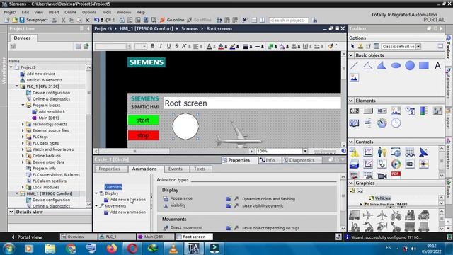 move an object on HMI Siemens TIA Portal смотреть онлайн