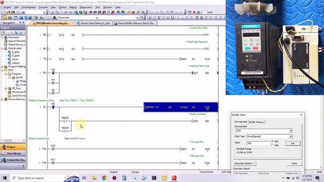 Mitsubishi FX3U "Modbus RTU" Inovance MD200 Tutorial смотреть онлайн
