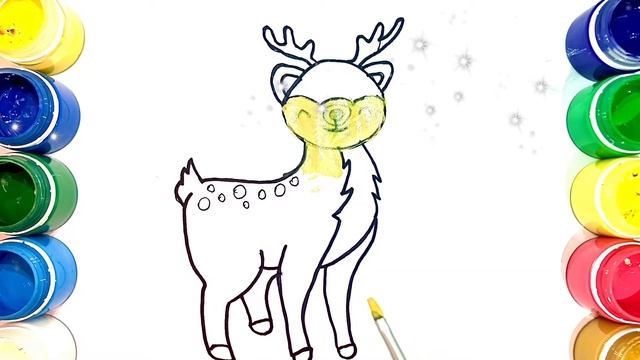 Олень Мультик Раскраска для Детей Рисуем Раскраски для Малышей смотреть онлайн