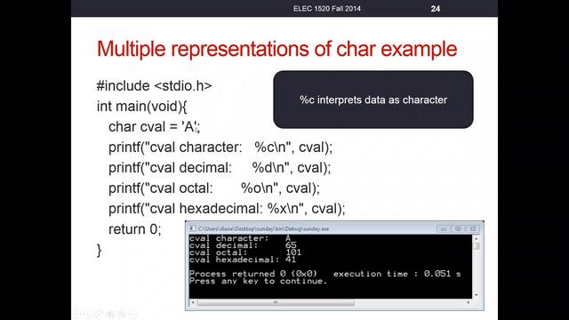printf - %c specifier смотреть онлайн