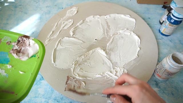 Как сделать цветок из текстурной пасты/декор для дома/часы своими руками