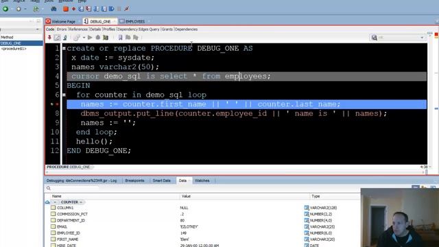 Oracle PL/SQL Debugging with SQL Developer смотреть онлайн