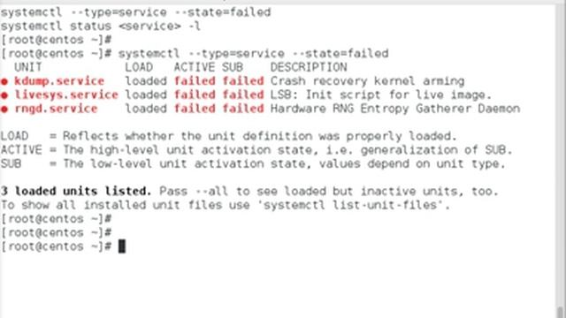 Listing failed services with systemctl on RHEL/CentOS смотреть онлайн