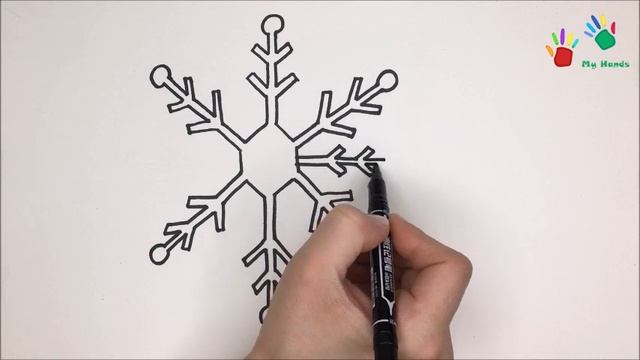 How to Draw and Color snow SNOWFLAKE | Как нарисовать и раскрасить СНЕЖИНКУ смотреть онлайн