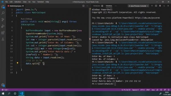 Java Programming - Take Input From User, Create and Print Matrix
