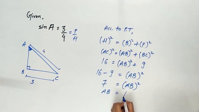 If sin A is 3 by 4 Calculate cos A and tan A | Trigonometry смотреть онлайн