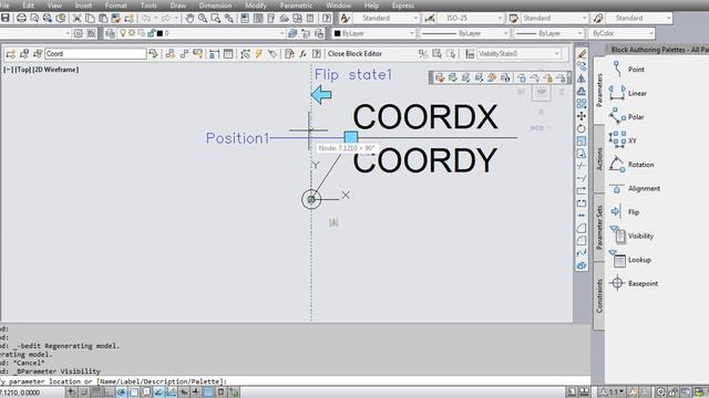 The creation of dynamic block "leader with the coordinates" (stretch, flip, visibility) смотреть онлайн