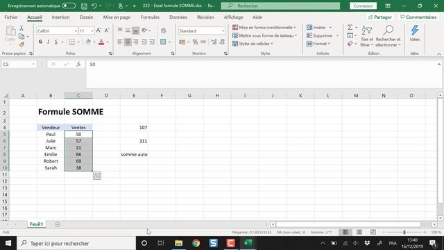 Excel -  Formule SOMME - Comment Faire Une Somme Sur Excel ( 3 Méthodes D'addition) - Docteur Excel