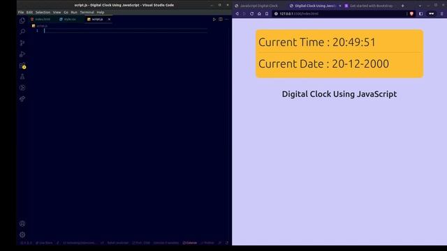 Digital Clock Using JavaScript | Build a Real-Time Clock with JavaScript | HTML CSS JavaScript смотреть онлайн