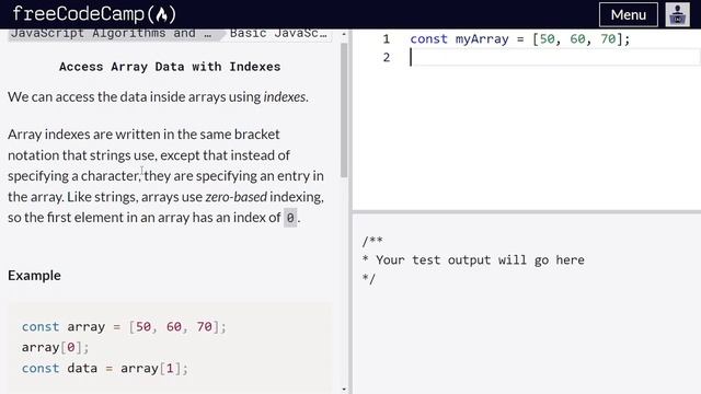 Access array data with indexes - Freecodecamp.org | Video 41 | Basic JavaScript смотреть онлайн