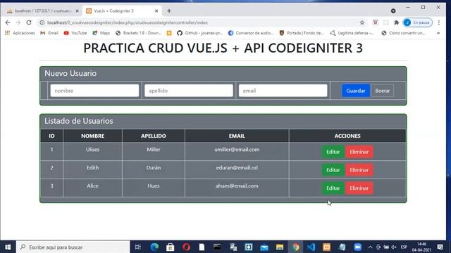 Crud Vue.js + Api Codeigniter 3 смотреть онлайн