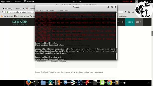 Recon-ng ; Kali Linux Tools Basic Example Part 12 смотреть онлайн