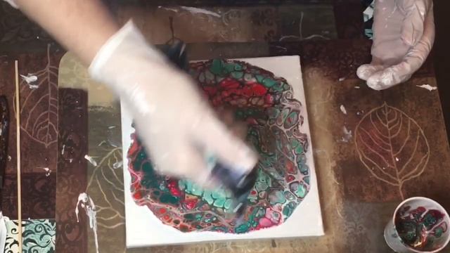 Acrylic Pouring on 8x8 inch Canvas December 13, 2019 - Yule/Christmas Colors - 2019 Fluid Art #35 смотреть онлайн