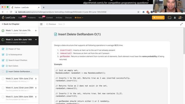 380. Insert Delete GetRandom O(1) (python) - Day 12/30 Leetcode June Challenge смотреть онлайн