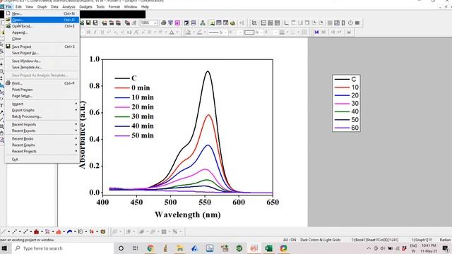How to Plot in origin | absorbance vs wavelength | C/C0 vs time graph | Degaradtion data plotting смотреть онлайн