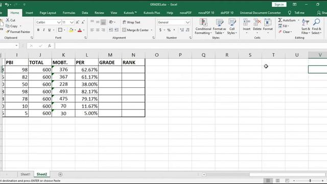 Excel Formaule Total,Grand Total,Percentage,Grade ,Rank in Excel ||2007||2010||2013||2016||2019 смотреть онлайн