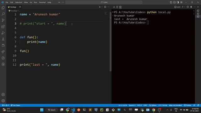 26. Local vs Global Scope in Python | Complete Python Tutorial 2023 смотреть онлайн