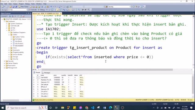 SQL Server IA1702: Buổi 8. Trigger, Trigger DML, Các bảng Inserted và Deleted, Trigger Insert,Delet смотреть онлайн