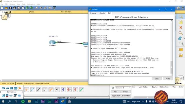 Configuration of SSH(Secure Shell) using Cisco packet tracer #APAPEB_TSS смотреть онлайн