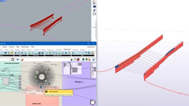 Sheet pile walls modeling using Tekla Structures, Rhinoceros and Grasshopper смотреть онлайн