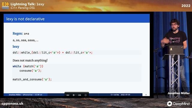 LightningTalk: lexy - C++ Parsing DSL Library - Jonathan Müller - C++ on Sea 2022 смотреть онлайн