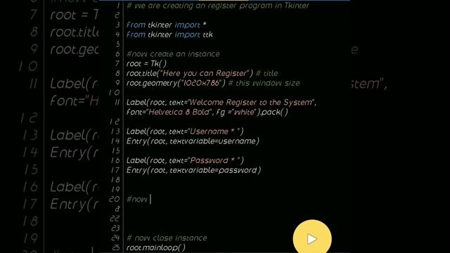 Register UI in Tkinter | How to create an Register program in python смотреть онлайн