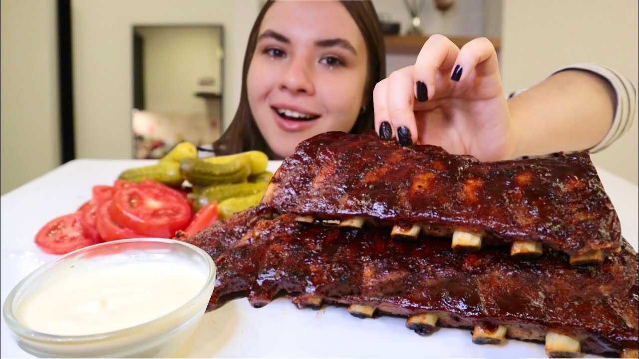 МУКБАНГ • много обо мне • объедаемся ребрами барбекю ? рёбрышки Barbecue Ribs Bbq And Pork Mukbang