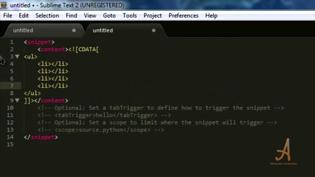 Создание сниппета в программе Sublime Text 2 смотреть онлайн