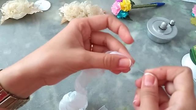 Flor de fita de voal (arranjo) flowers diy tsvety смотреть онлайн
