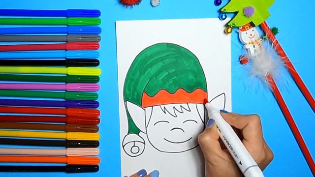 УЧИМСЯ рисовать НОВОГОДНЕГО ЭЛЬФА | #DRAWINGS #NEWYEAR