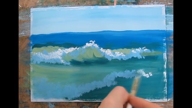 Видео урок Морские волны гуашью! Рисуем с Dari Art! смотреть онлайн